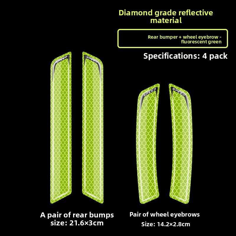 2 SZT. Naklejki na nadkola samochodowe, przednie i tylne zderzaki, nocne odblaskowe naklejki dekoracyjne, uniwersalne naklejki ochronne na karoserię: Srebrny