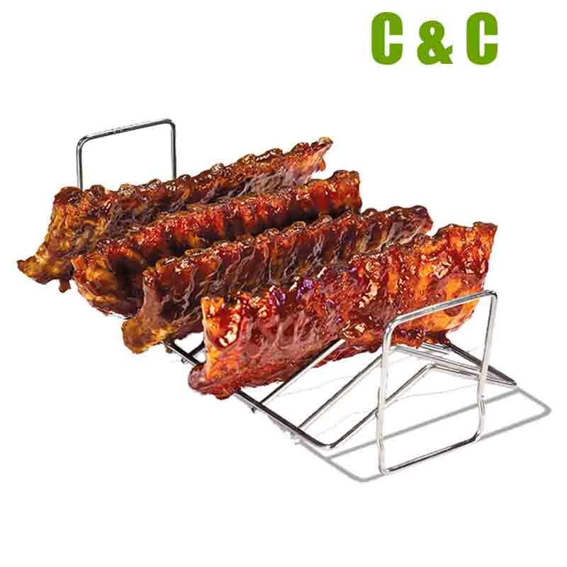 te Gebruiken Rib Rack Maat 27.5*17.8*8.3 CM Camping Kamado BBQ Grill Rvs Accessoire Rib rack