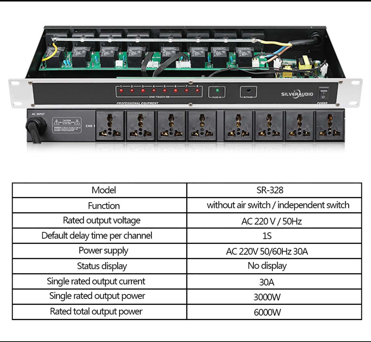 GAX-329 stage 8/10 way power timing device universal socket sequence controller independent switch