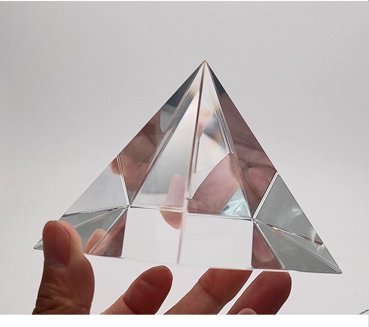 40Mm Glas Transparant Regenboog Polyhedral Piramide Prisma Kristallen Glas Piramide Healing Miniatuur Woondecoratie