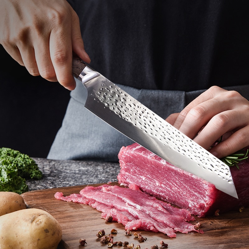 Smidd japansk kockkniv 9 tum 7 cr 15 rostfritt stål köksmatlagningskniv köttklyver grönsaksskärning lax sushiknivar