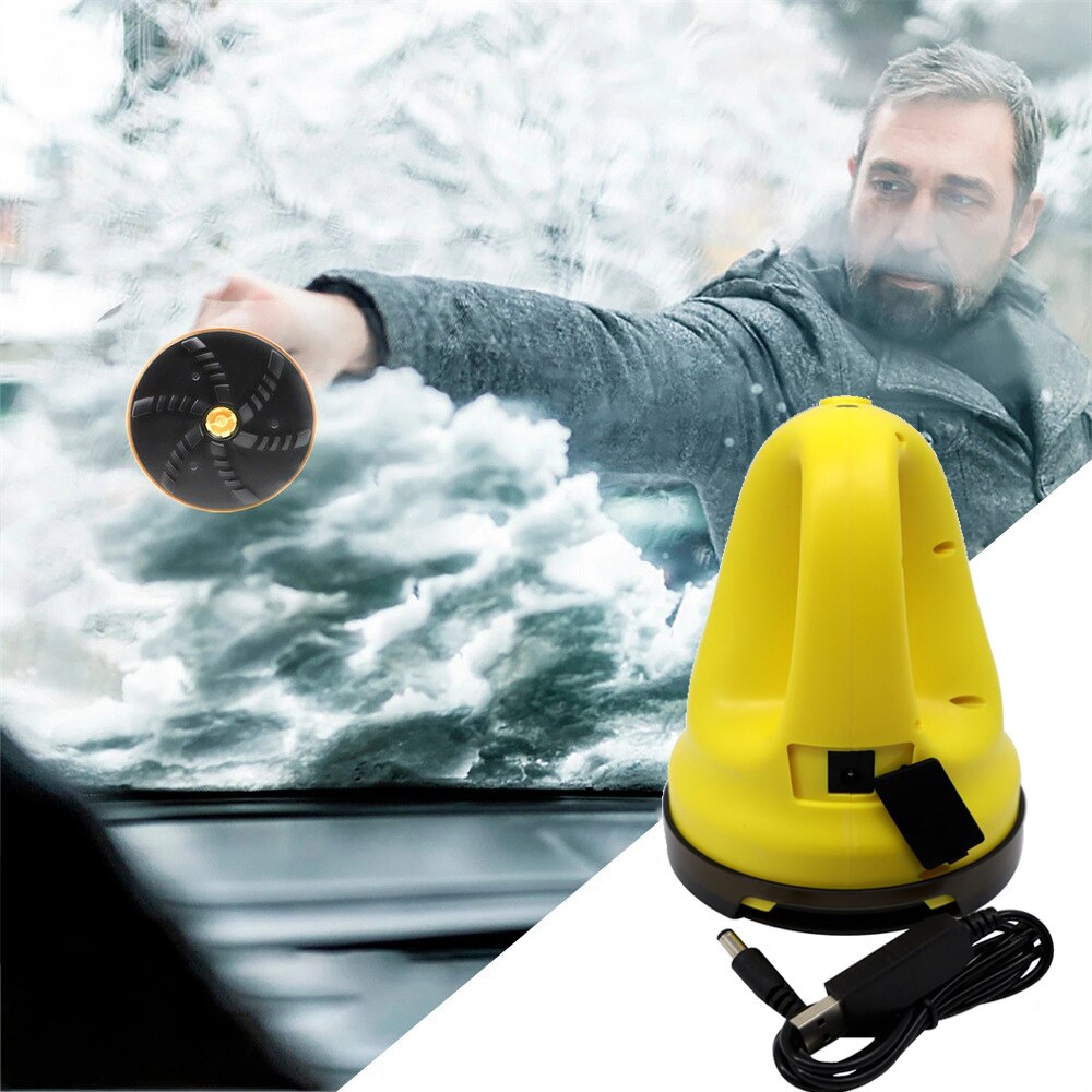 Raspador de hielo eléctrico para coche, herramienta de limpieza de invierno, recargable por USB, para quitar nieve, ventana, parabrisas: YELLOW