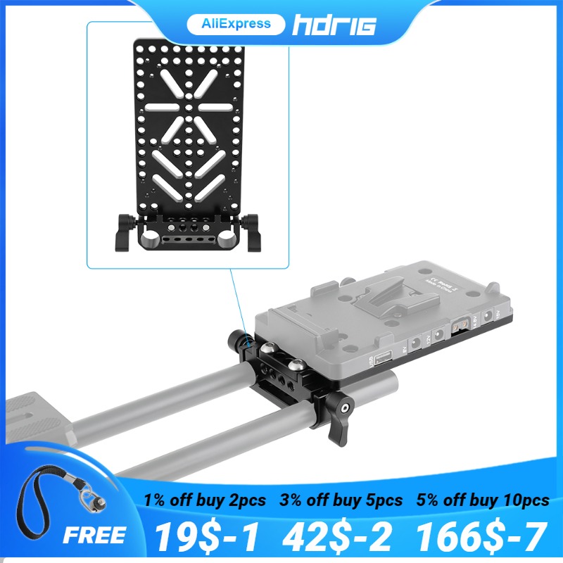 Hdrig Kaas Plaat Batterij Bord Met 15Mm Rail Block Rod Klem Voor V Slot Voeding Plaat Power Distributeur adapter