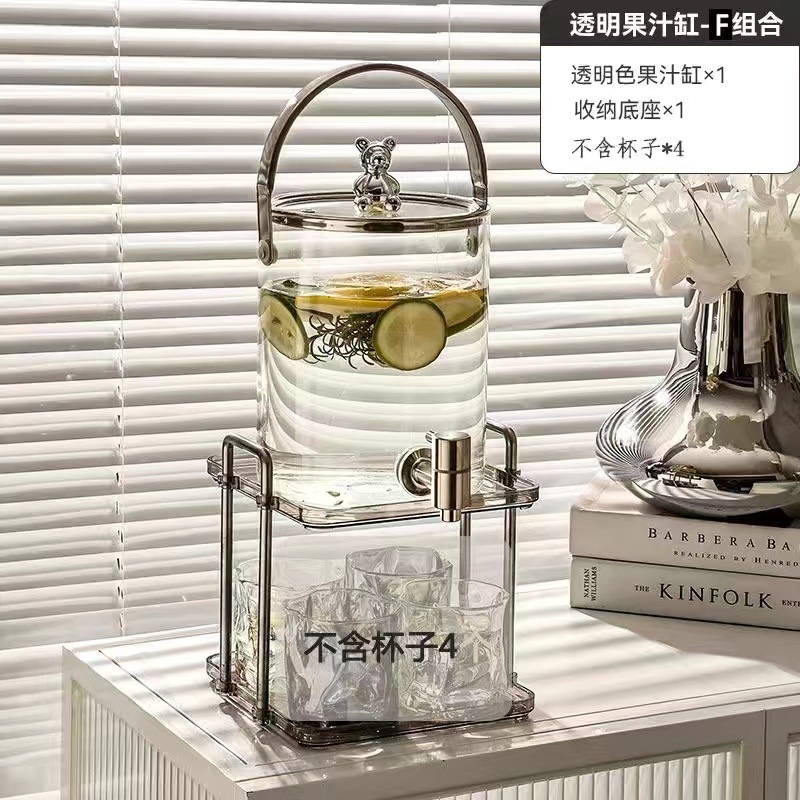Glass Cold Water Kettle with Faucet Beer Barrel High Temperature Resistant Teapot Modern Domestic Kettle Beverage Bucket: Dull