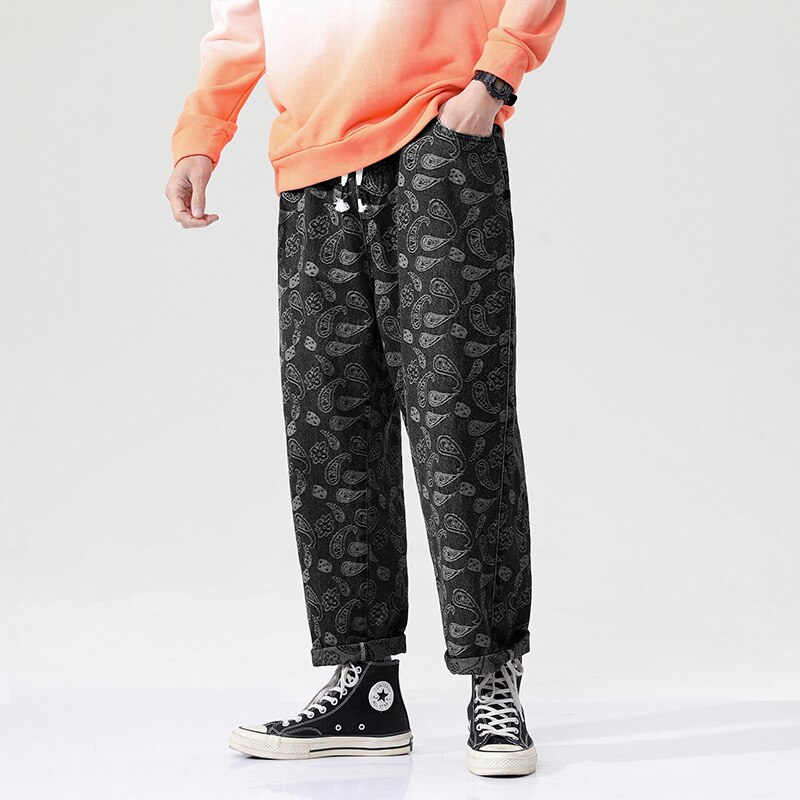 Harajuku Style Printing Men‘s Woman’s Jeans Oversized Casual Jean Pants Male Streetwear Vintage