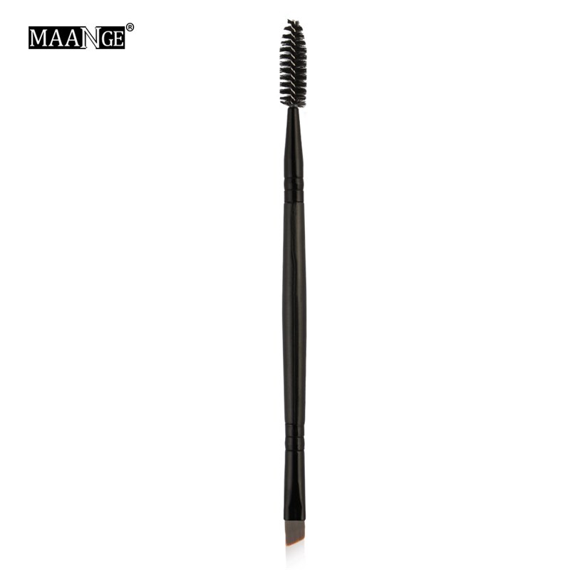 Baratos Pincéis De Maquiagem Duo Escova Sobrancelha Maquiagem Sobrancelha Plana Angular Escovas Punho de Madeira Dupla Face Atacado maquillage pinceaux: Black-Black