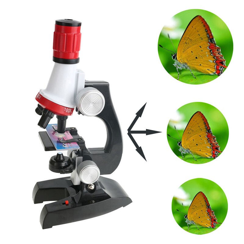 1 Set Kids Educational Microscope Kit Science School Magnifying Tool Set With Tweezers