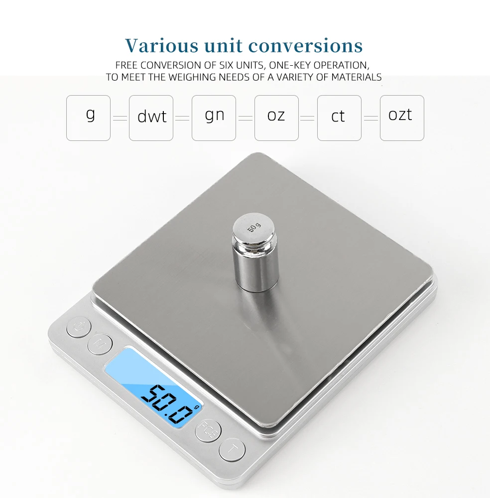Precision Digital Jewelry Scale with Backlit LCD Portable Mini Pocket Electronic Balance for Coffee/Tea/Medicine/Gold Weighing