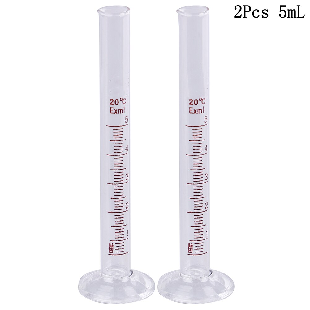 2Pcs 5Ml/10Ml Beroep Afgestudeerd Laboratorium Glazen Meten Cilinder Chemie Lab Uitloop Meet Chemie Measure Tool: 5ml