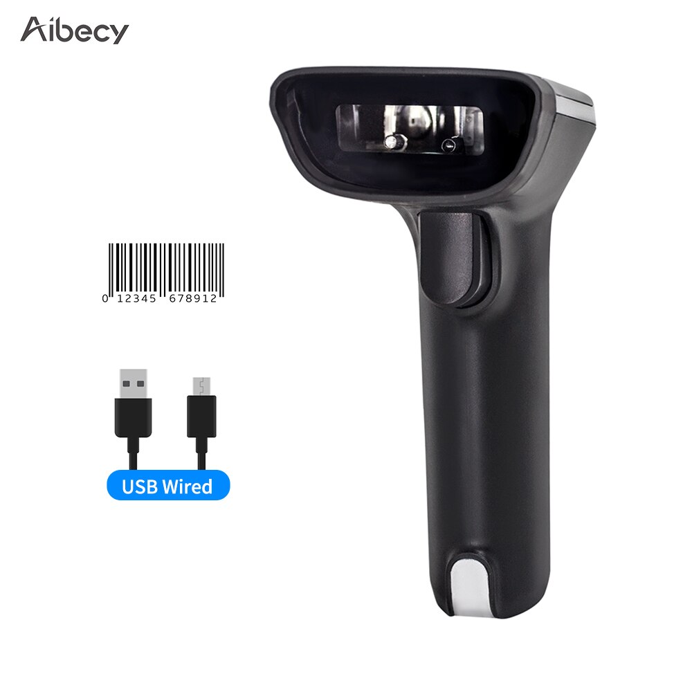 Aibecy Handheld 1D/2D/QR Barcode Scanner 2.4G Wireless BT USB Wired Bar Code Reader Support Two-Way Manual/Auto Scanning: 1D