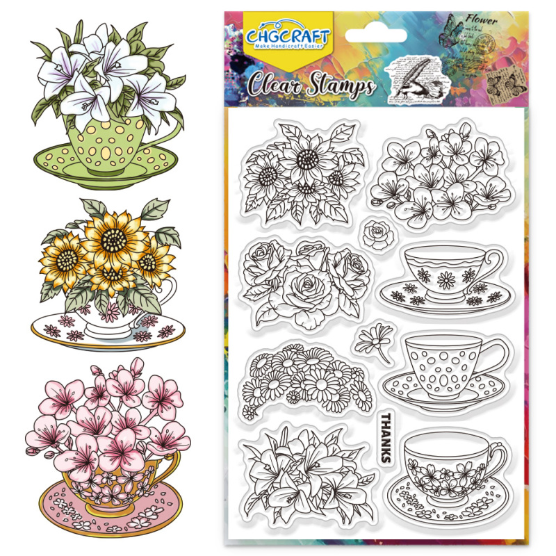1pc Plumeria Flower Clear Stamps Flower Transparent Stamps Plants Pattern Silicone Clear Stamp Seals for DIY Scrapbooking
