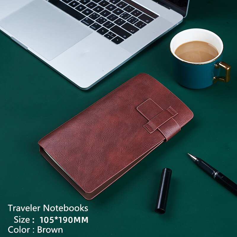 Portable Office Stationery Planner,Cute A6 Leather Mini Travel Schedule Diary Bullet Journal Notebooks Brown