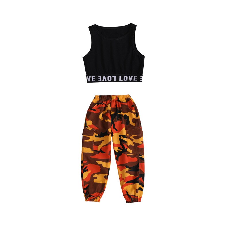 Dance Girls Camouflage Performance Costumes Children's Hip-hop Street Dance Costumes Girls Jazz Clothing Set