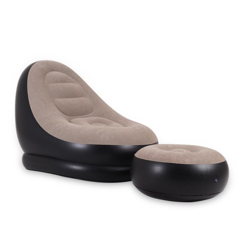 Inflatable Sofa PVC Lunch Break Sofa Bed Portable Set with Pedal Flocking Sofa Chair Inflatable Folding Recliner