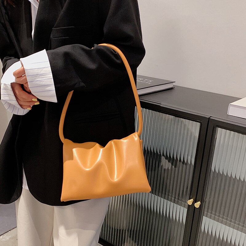 Candy Colors Armpit Shoulder Bags for Women Solid Color Soft Pu Leather Women's Handbag Travel Tote