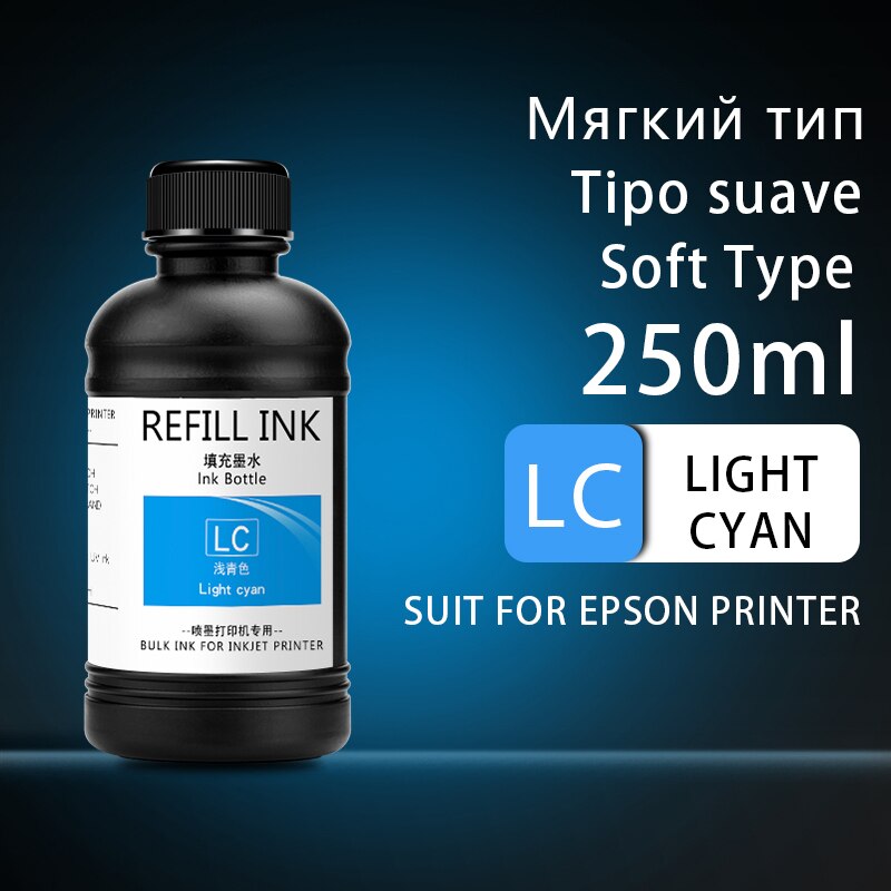 250ml/Bottle UV Ink Bottle For Epson L800 L805 L1800 R290 R300 1390 1400 1410 1430 1500W R3000 DX5 DX7 Universal UV Printer Ink: 1PC-Light Cyan-Soft