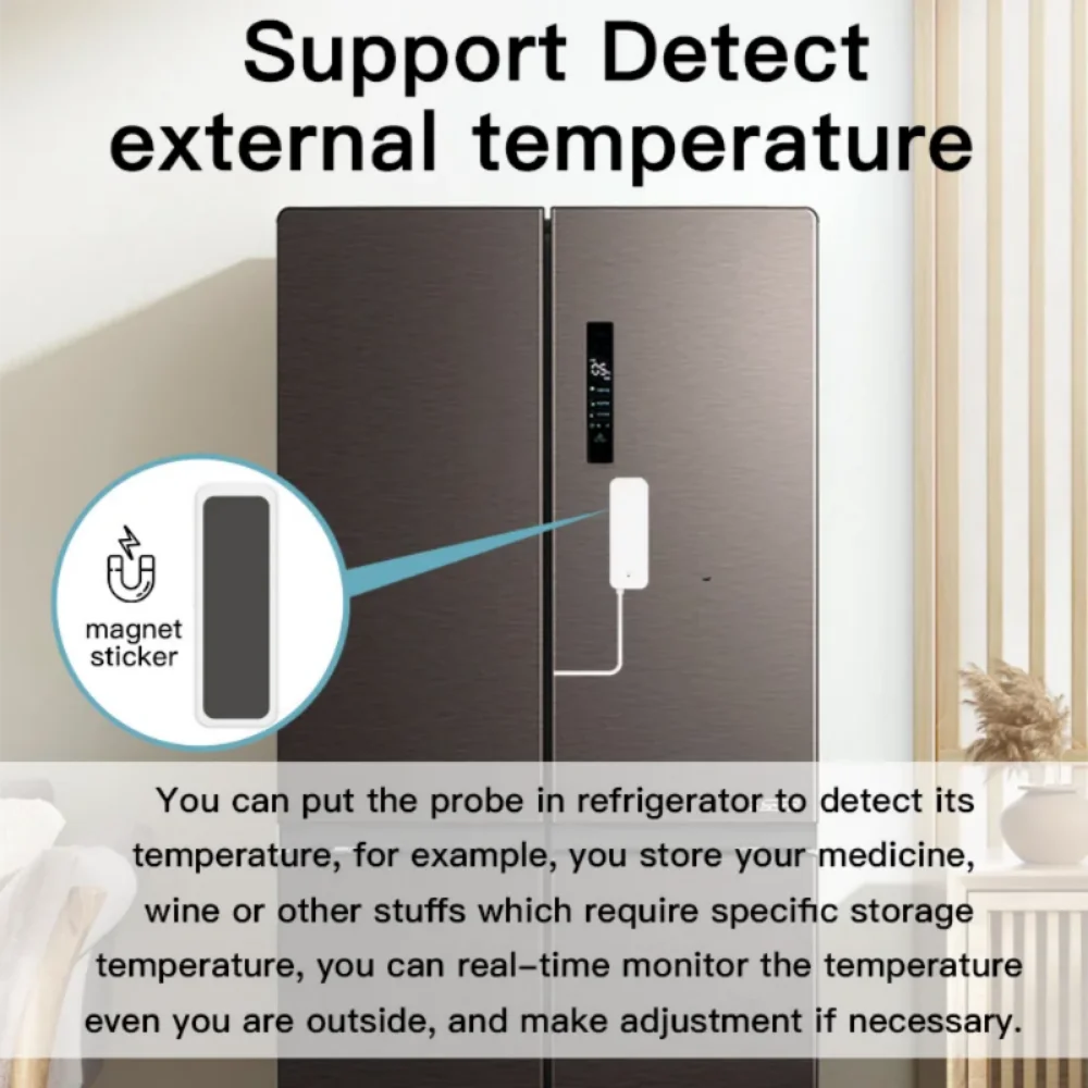 Tuya WiFi temperatuur-vochtigheidssensor met externe sonde voor Smart Home Hygrometer APP-monitoring voor planten Aquariumwijnmakerij