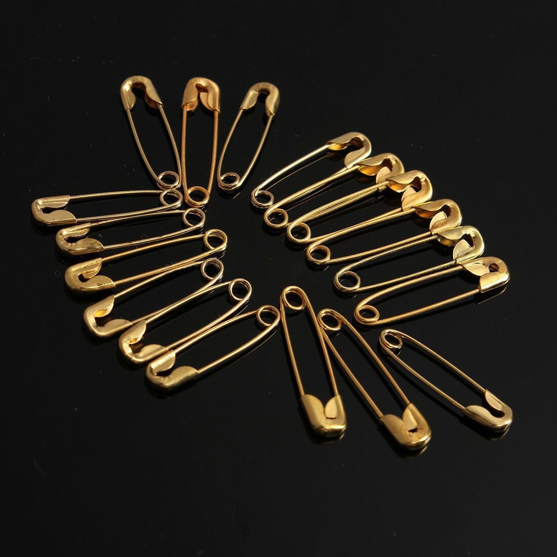 300X Small Safety Pins Gold Color 18mm Brass Metal Sewing Craft Mini Pins