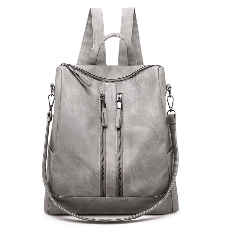Mochila femenina , mochila femenina informal multifunción, mochila de cuero para mujer, bolso de hombro femenino, mochila A Dos viajes: gray