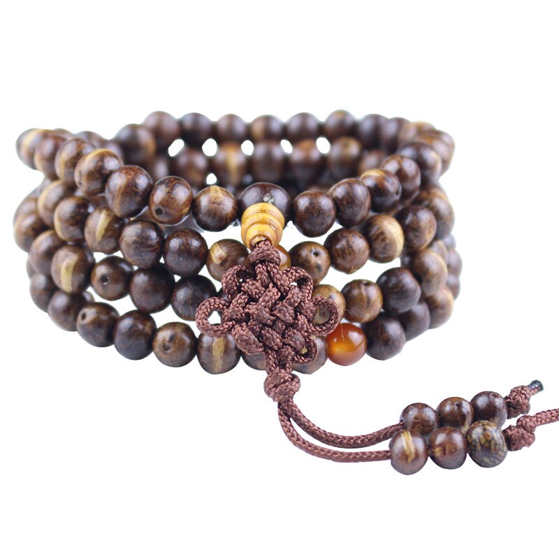 7mm Tibetaans Boeddhisme 108 Kleine Houten-vis Bodhi Zaden Mala Ketting