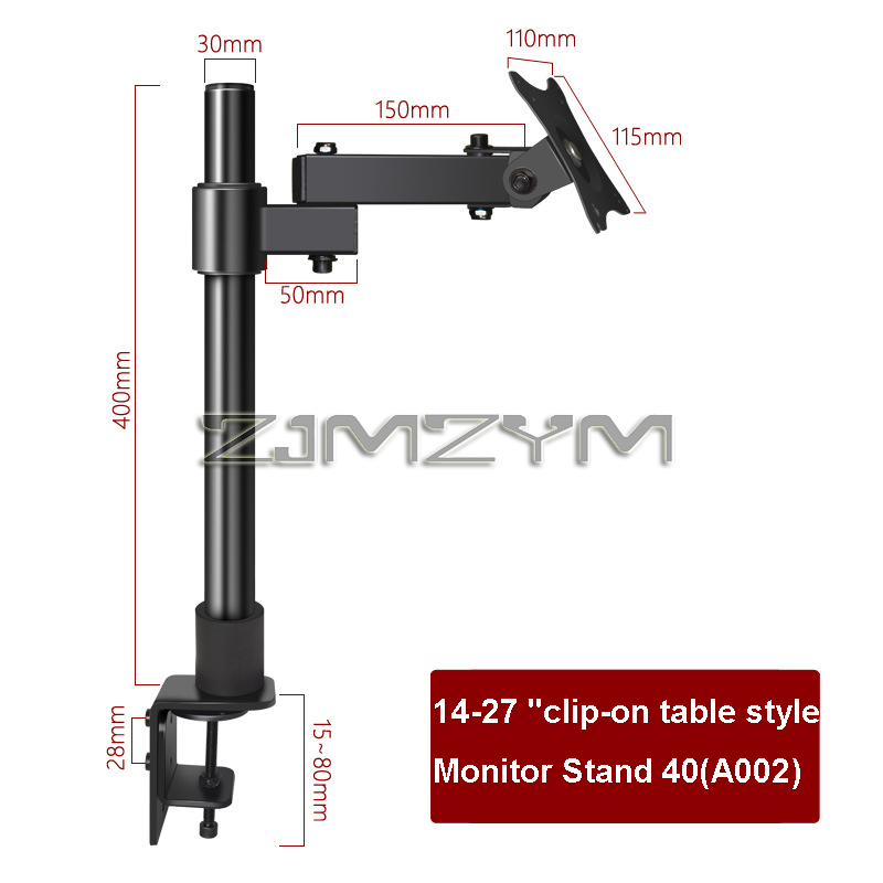 Single Monitor Bracket 14 To 27 Inches Screen Computer Desk Mount Stand Adjustable Monitor Arm Screen Holder: black