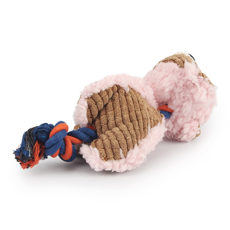 Pink Cute Bear Puppy Pet Toy Rope Squeak Chew Dog Toys Bite Sound Puppy Toys