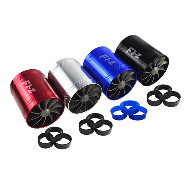 F1-Z Double Supercharger Turbine Turbo Charger Air Intake Gas Fuel Saver Fan VR-FSD11