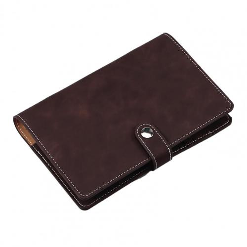 A6 Solod Scrapbook w/Buckle Personal Organizer Binder Notebook Detachable Faux Leather Cover Binder Notebook DIY Scrapbook: Coffee