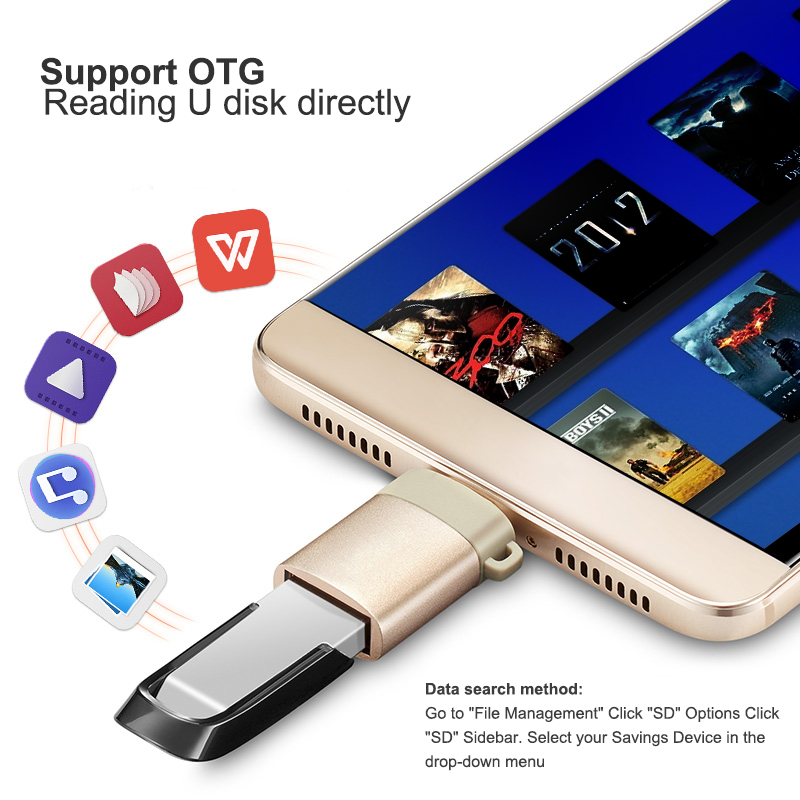 OTG Adapter Male Type-C to USB 3.0 Usb C Converter Type C Cable Adapter Tape C OTG for U Disk Mouse Keyboard Movie File Transfer