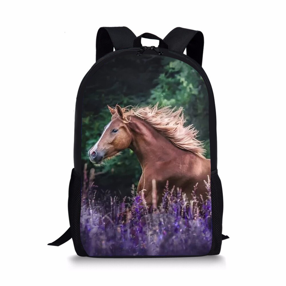 Kids Backpack Flower Horse Prints Pattern Children&#39;s School Bags Cute Toddler Book Bags Women&#39;s Travel Backpack