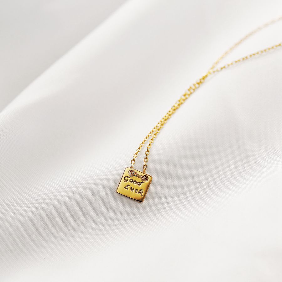 Silvology Round Square Good Luck Necklace Gold 925 Sterling Silver Geometric Texture Pendant Necklace For Women Jewelry