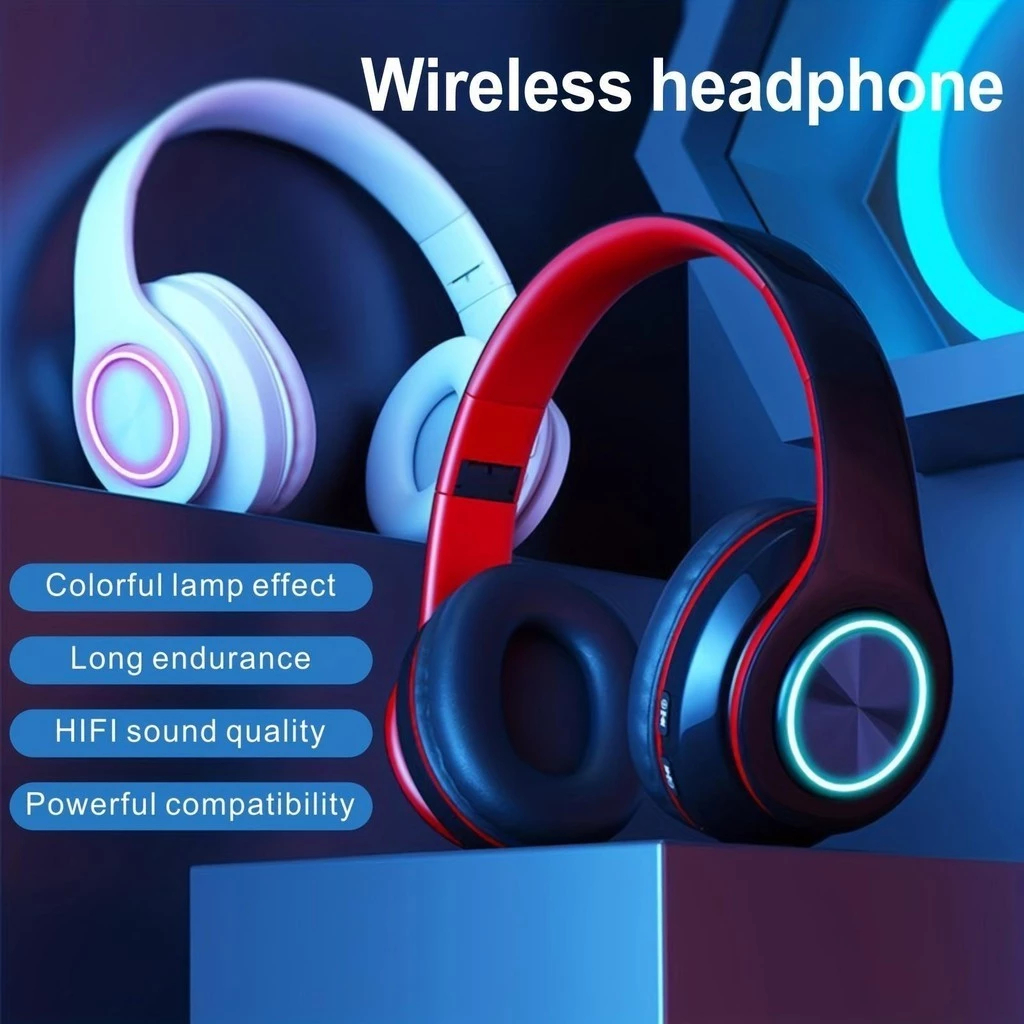 B39-hoofdtelefoon met draadloze Bluetooth Kleurrijk licht Insteekbaar kaartspel Muziekbeweging Bluetooth-headset voor telefoon