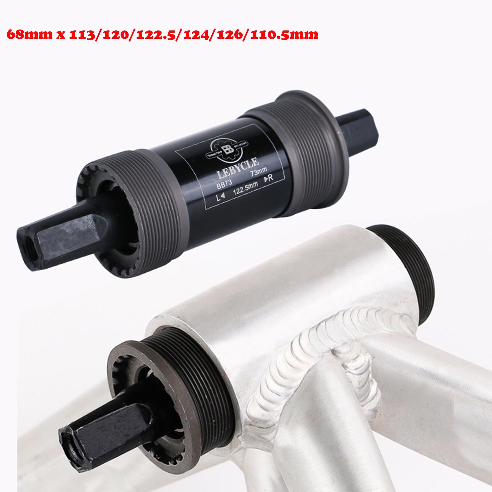 Square BB Bike Bottom Bracket 68 x 113/120/122.5/124/126/110.5mm Bicycle Square Spindle Threaded BB Repairing Bottom Brackets