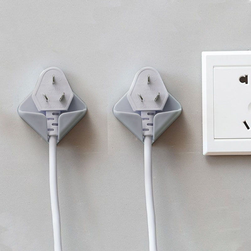 Home Accessories Storage Holders Racks Wall Hanging Hook Self Adhesive Folding Socket Bathroom Appliance Wire Plug Power Cord: Gray
