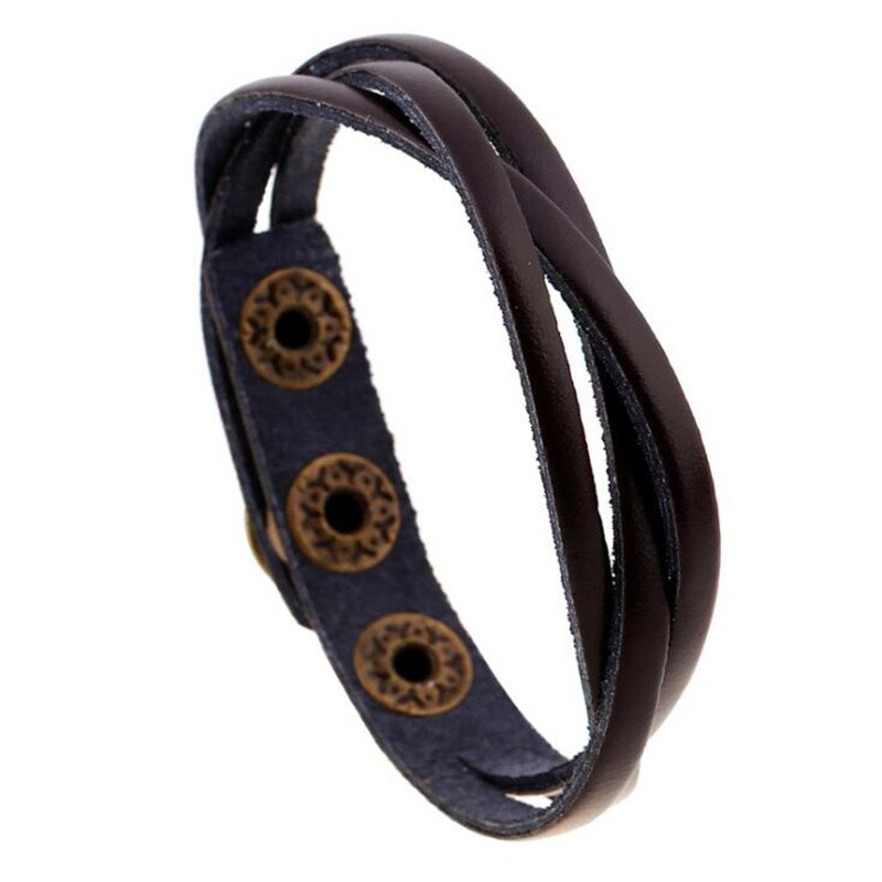 Jahrgang Punk Stil mehrschichtig-wickeln Leder Armbinde für Männliche Multi Farbe retro wickeln Armbänder &Ampere; Armreifen Homme Schmuck: dunkel Braun