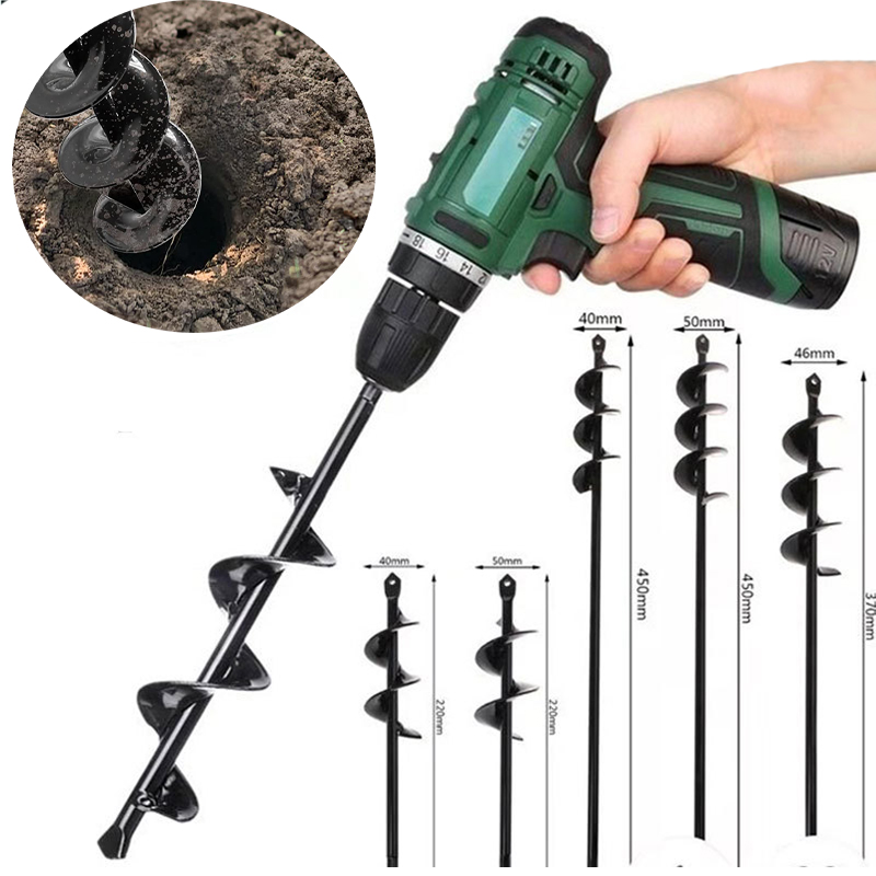 9 Größen Gartenbohrer Bohrer Werkzeug Spirallochgräber Bodenbohrer Erdbohrer zum Pflanzen von Samen Gartenarbeit Zaun Blumentopf