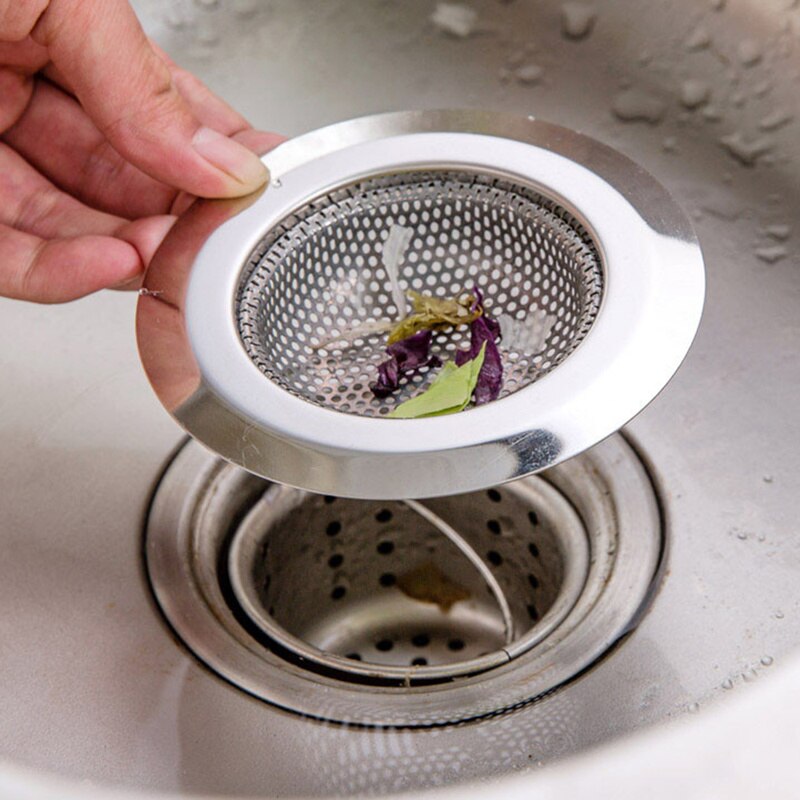 Rustfrit stål køkkenvaske filter afløbshul badeværelse metalvask si filter badekar bruser vask filter fælde afløb hårfanger