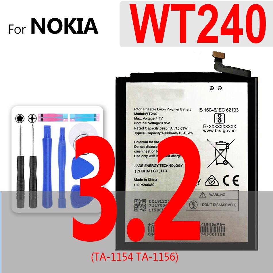 Batería BL 5C/4C HE338 HE319 HE330 HE351 WT240 HE321 HE336 HE345 HE344 HE316 HE317 HE335 para Nokia 2 3 3,1 3,2 5 6 6,1 2112 2118: WT240