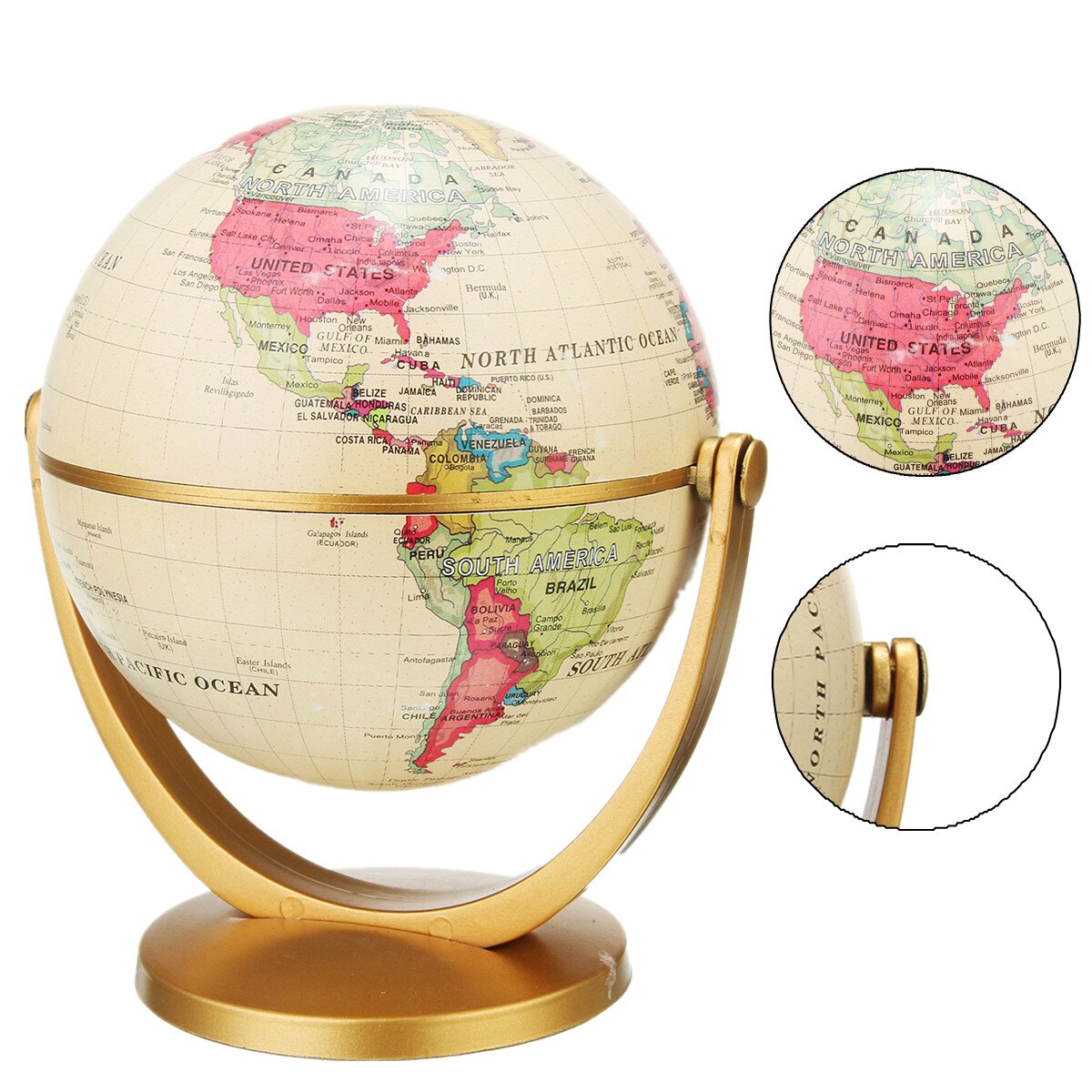 Geography Learning Education Home School Decoration 12cm Retro Globe 360 Rotating Earth World Ocean Map Ball Antique Desktop
