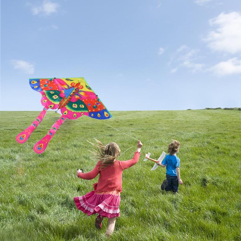 90x50cm coloré papillon cerf-volant en plein air pliable lumineux tissu jardin enfants cerfs-volants en plein air jouets enfants jouet jeu cerfs-volants