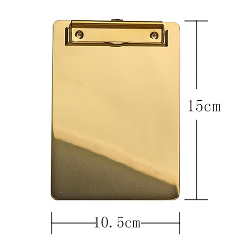 1PC Gold Metal A5 B5 A4 Writing Sheet Pad Clipboard Menu Data File Storage Folder for Office File Memo Writing Pad: Default Title