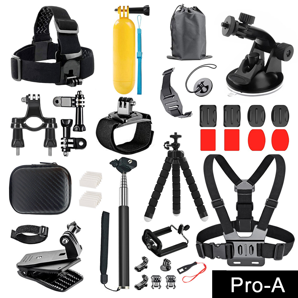 Action Camera Accessories Kit for Gopro Hero 12 11 10 9 8 7 6 5 4 Max Mount Session YI 4K SJCAM EKEN Osmo AKASO APEMAN Accessory: Blue color