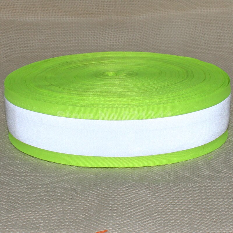 50mm * 30mm (W) Fluorescerende Groene Reflecterende Stof Lint Singels Tape Kranen Strip Rand Braid Trim Naai Tape