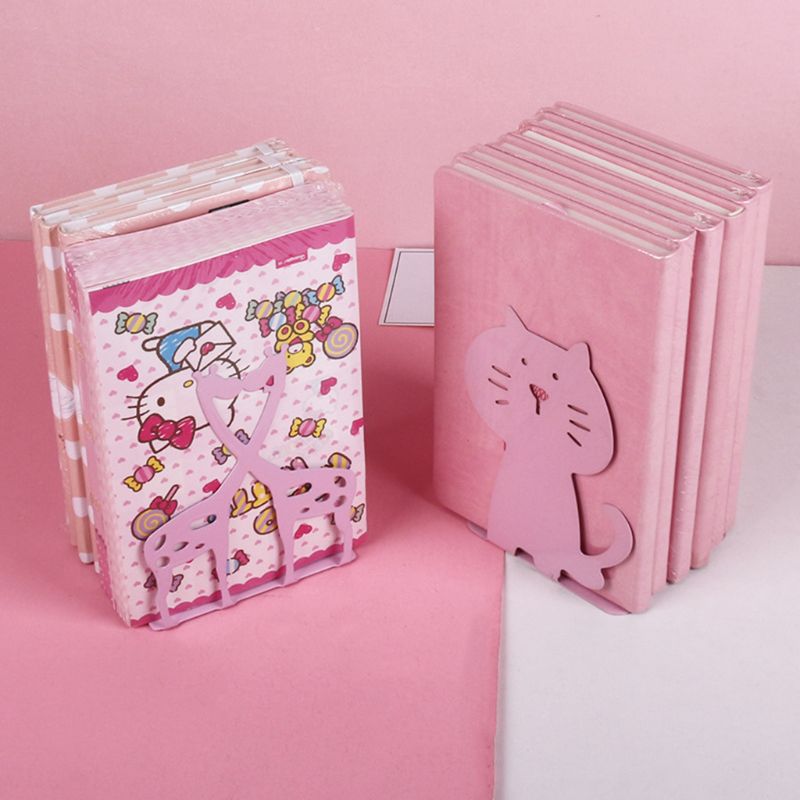 1 Pair Cartoon Animal Bookends Book Stand Support Desktop Office Magazine Organizer Rack Shelf Holder