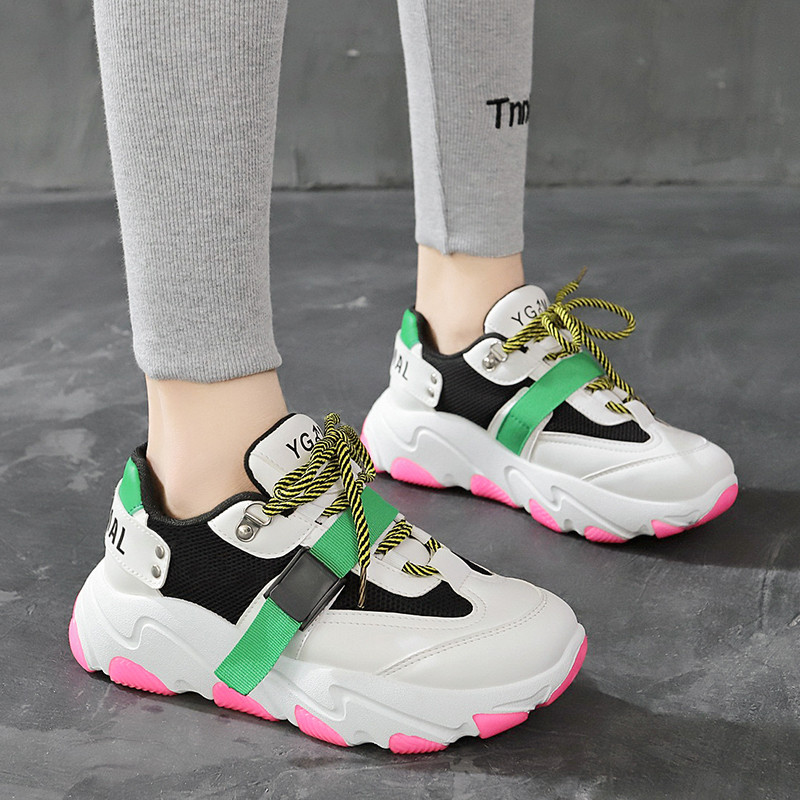 Vrouwen Runing Schoenen Kleurrijke Sport Schoenen Goede Vrouw Sneakers Trend Sales Lente Populaire Stijlen Platform: White Pink / 7.5