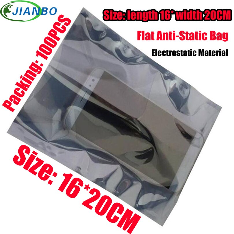 Factory Outlet Open Flat Mouth Antistatic Shielding Bags ESD Self Sealing Bag Antistatic Shielding Plastic Packaging Bag 16*20CM