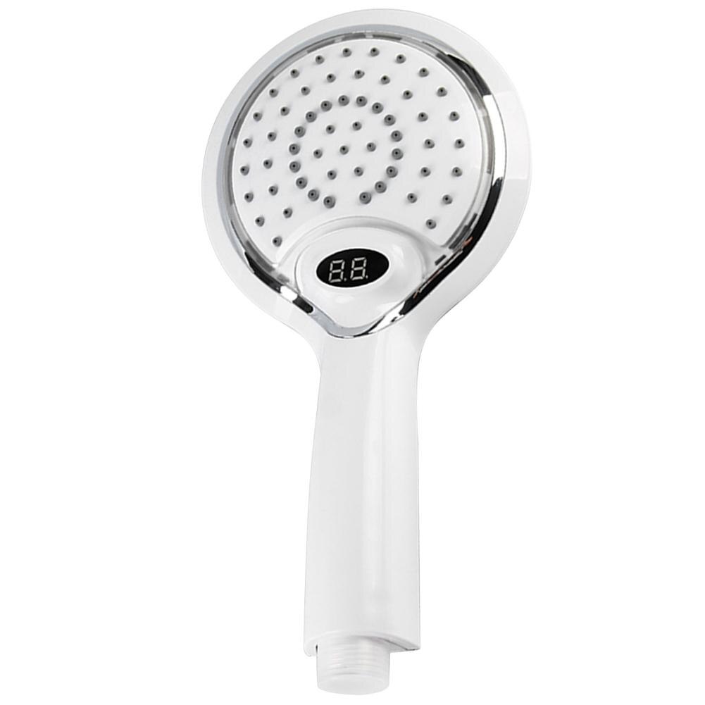 Led Licht Douchekop Handheld Douchekop Met Temperatuur Digitale Display 3 Kleuren Water Powered Led Douchekop Sprinkler: WHITE
