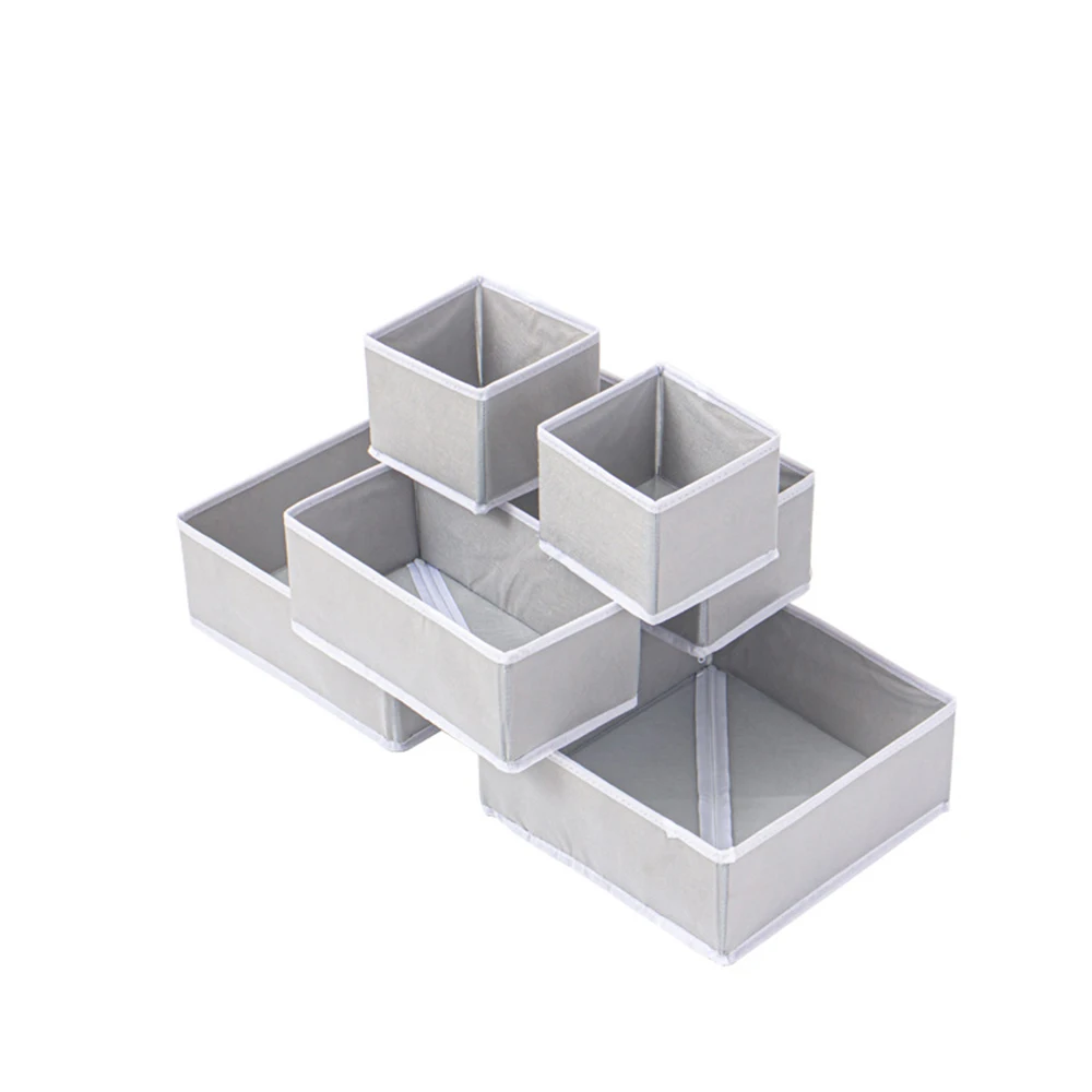 Schubladen-Organizer, 6 Stück/einstellen, Schlafzimmer-Schrank-Aufbewahrungsboxen, faltbarer Stoff-Schrank-Aufbewahrungskorb für Kleidung, Unterwäsche, BH, Socken: Licht Grau