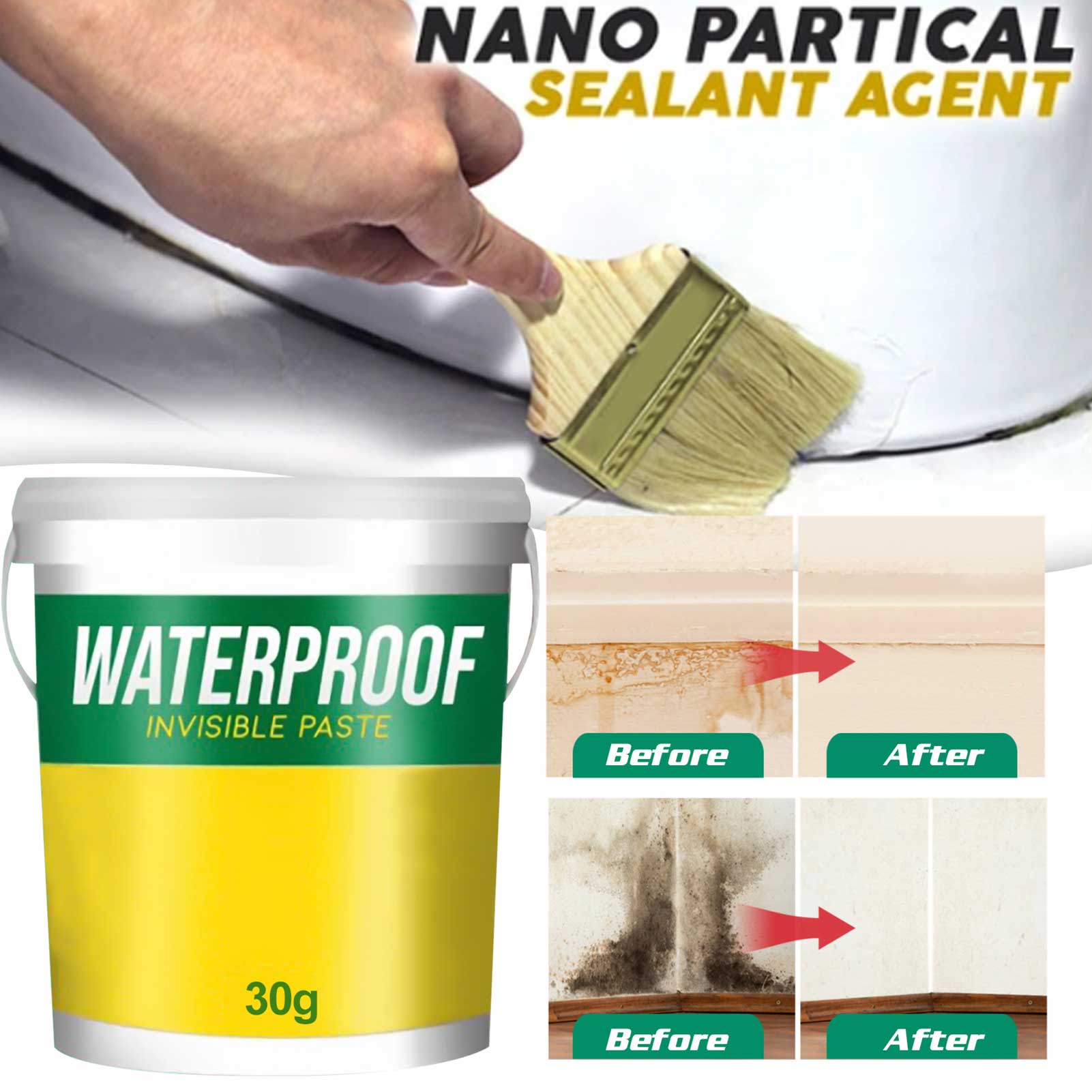 300ml Bonding Invisible Paste Water Based Polyurethane Waterproof Exterior Wall Coating Waterproof Sealant Agent With Brush Set