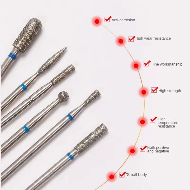 Brocas de diamante con punta cónica para uñas, herramienta lijadora eléctrica para limpieza de cutículas, rotativa, para manicura y pedicura, 6 uds.